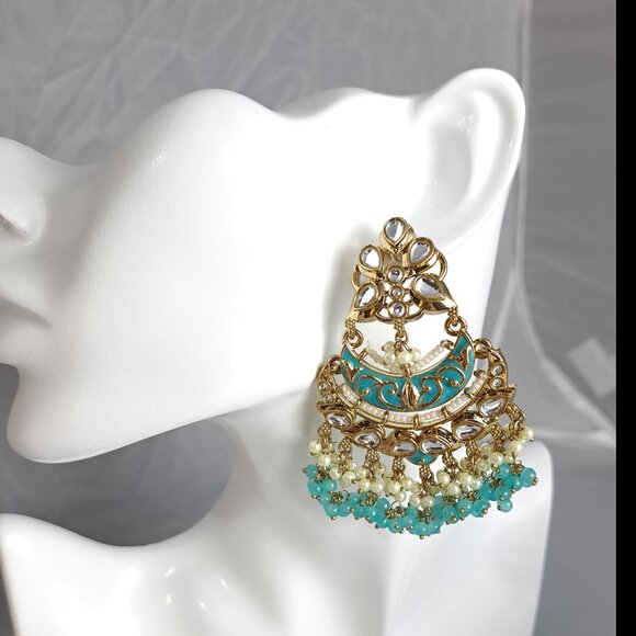 Turquoise Enamel Beaded Earrings - Picture 4 of 4